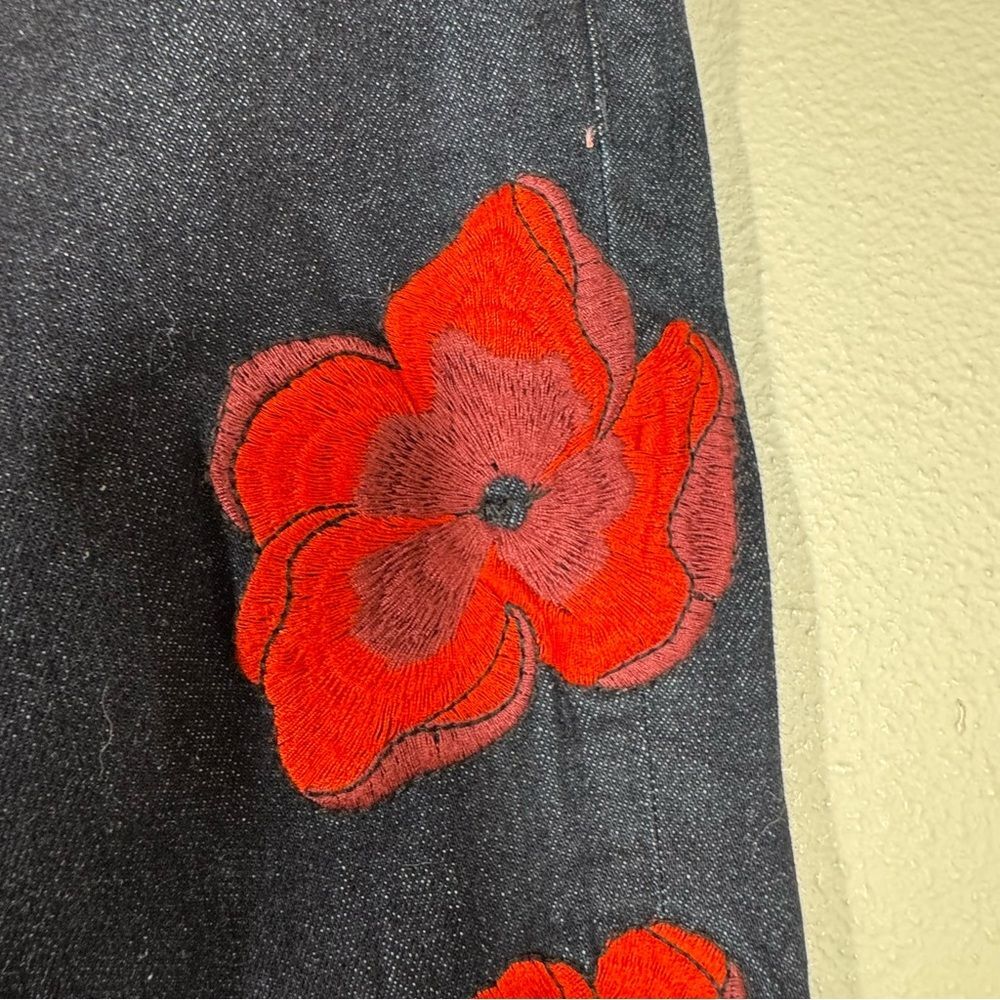 Kate Spade Broome Street Poppy Embroidered Straight Leg Jeans Floral Preppy 29 - Picture 5 of 9